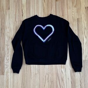 Carven Black Sweater with Vibrant Purple Heart